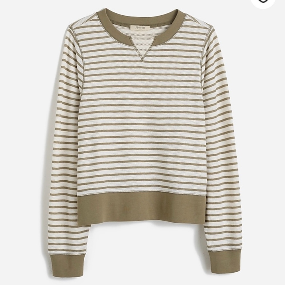 Madewell Relaxed Long-Sleeved Crewneck Tee in Stripe in Cargo Size XL NWT